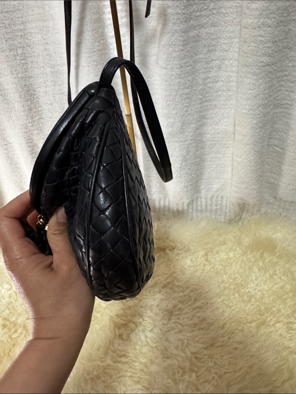 Bottega Veneta Black Woven Leather Crossbody with Tassel - Picture 7 of 10